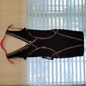 Bebe, Trible Rings Black Knit Dresss With Silver Stud Design, Size: S, NWT